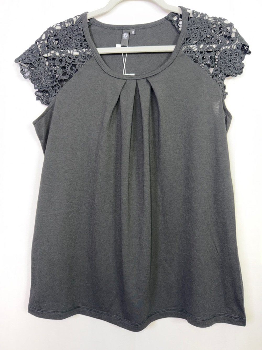 AUTOMET Women's Short Sleeve Shirt Dressy Lace Black Summer Top Spring